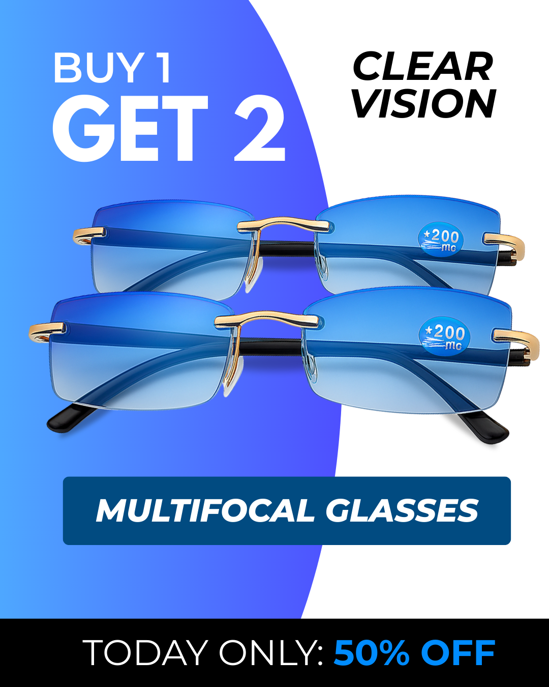 UltraVision Multifocal Glasses - Buy 1, Get 2 Free!